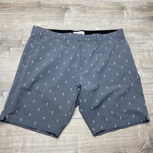 TEE TIME Shorts Mens 36 Gray‎ Polyester Golf Performance Crossed Clubs Print 9in